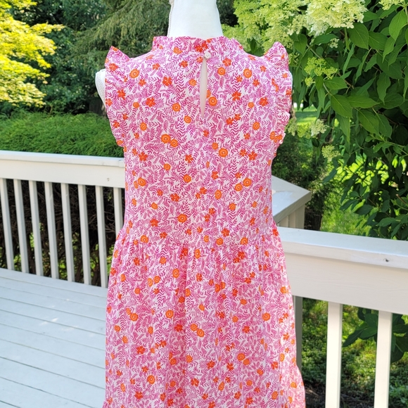 J Crew Tiered Ruffle Midi Dress Orange Red Floral - Picture 10 of 11
